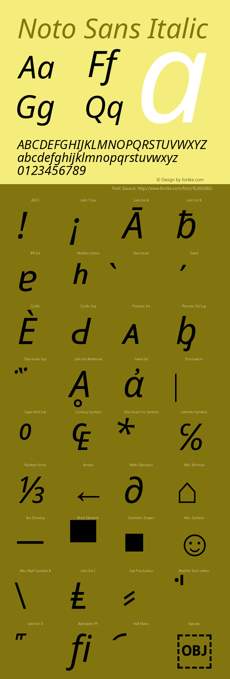 Noto Sans Italic Version 1.06图片样张