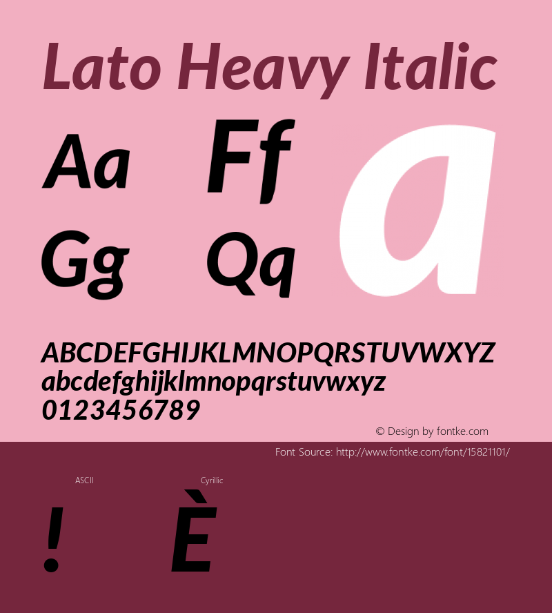 Lato Heavy Italic Version 2.010; 2014-09-01; http://www.latofonts.com/; ttfautohint (v1.4.1)图片样张