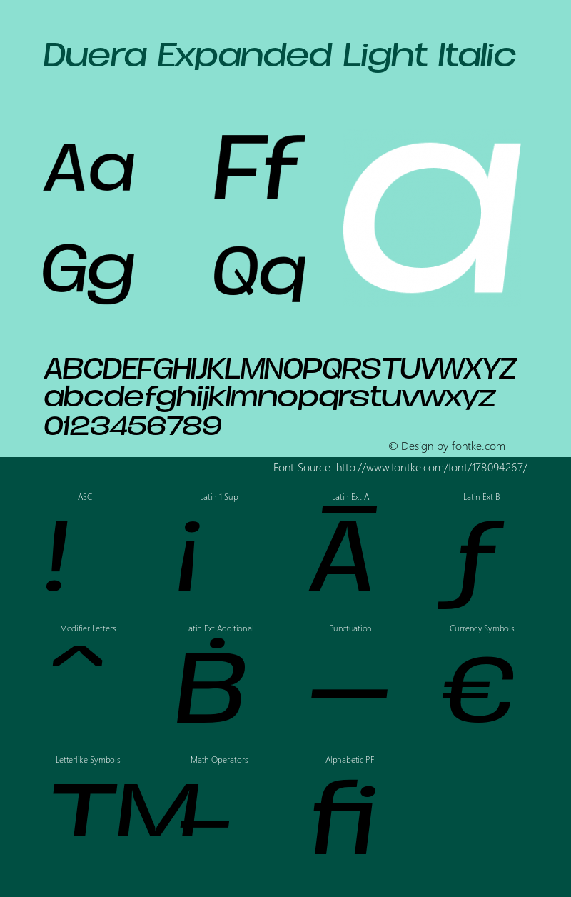 Duera Expanded Light Italic Version 1.000图片样张