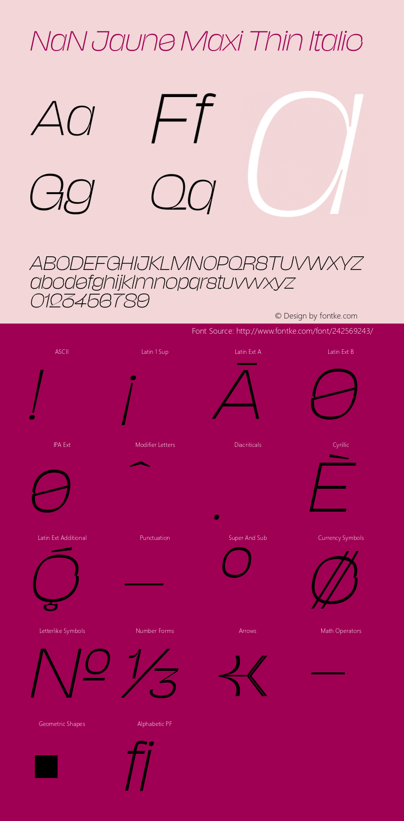 NaN Jaune Maxi Thin Italic Version 1.002 | web-ttf图片样张