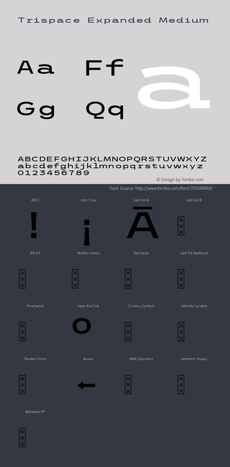 Trispace Expanded Medium Version 1.210; ttfautohint (v1.8.3)图片样张