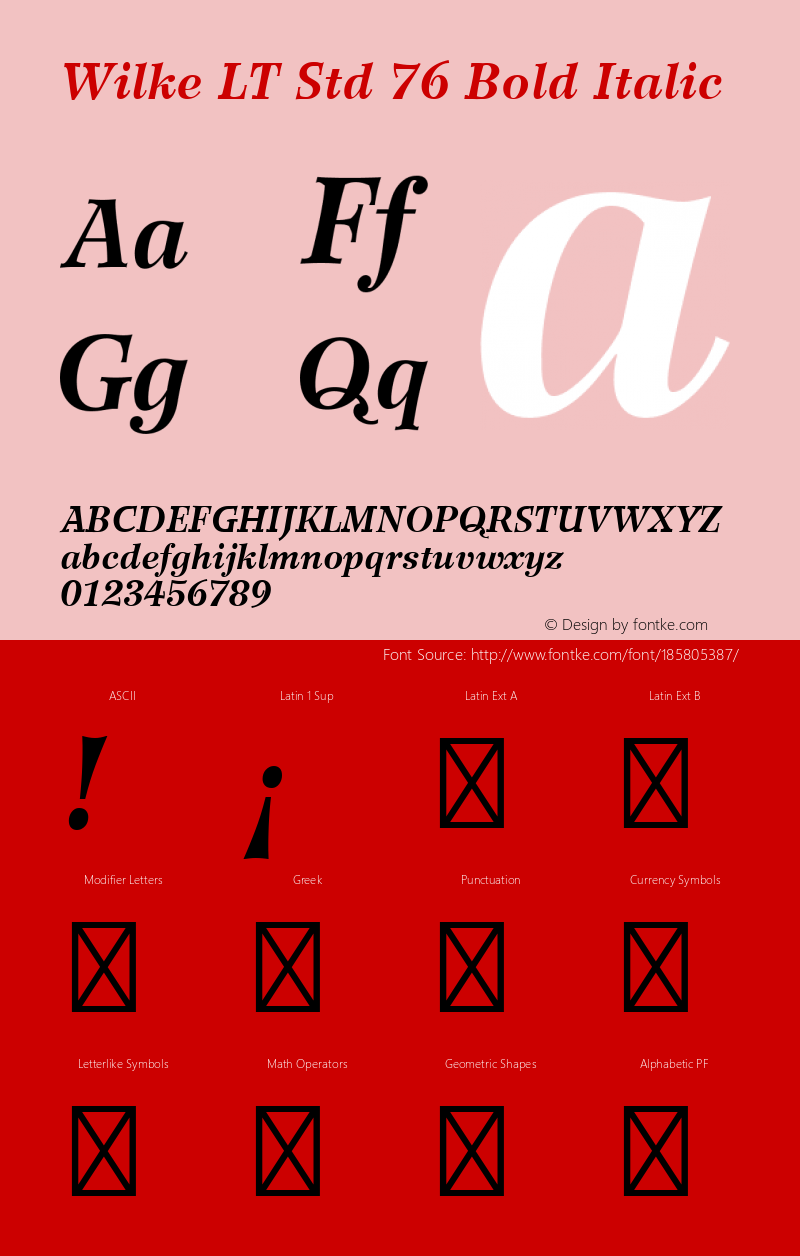 Wilke LT Std 76 Bold Italic Version 1.00 Build 1000图片样张