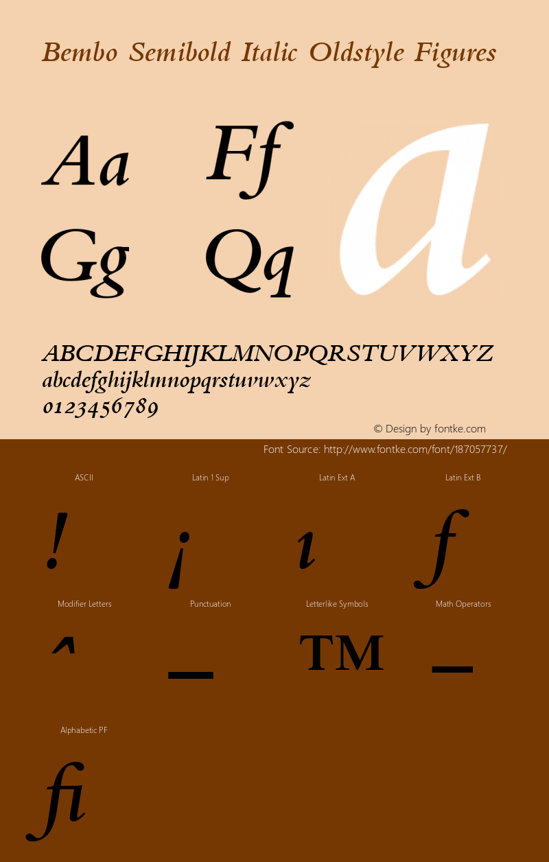 Bembo Semibold Italic Oldstyle Figures 001.000图片样张