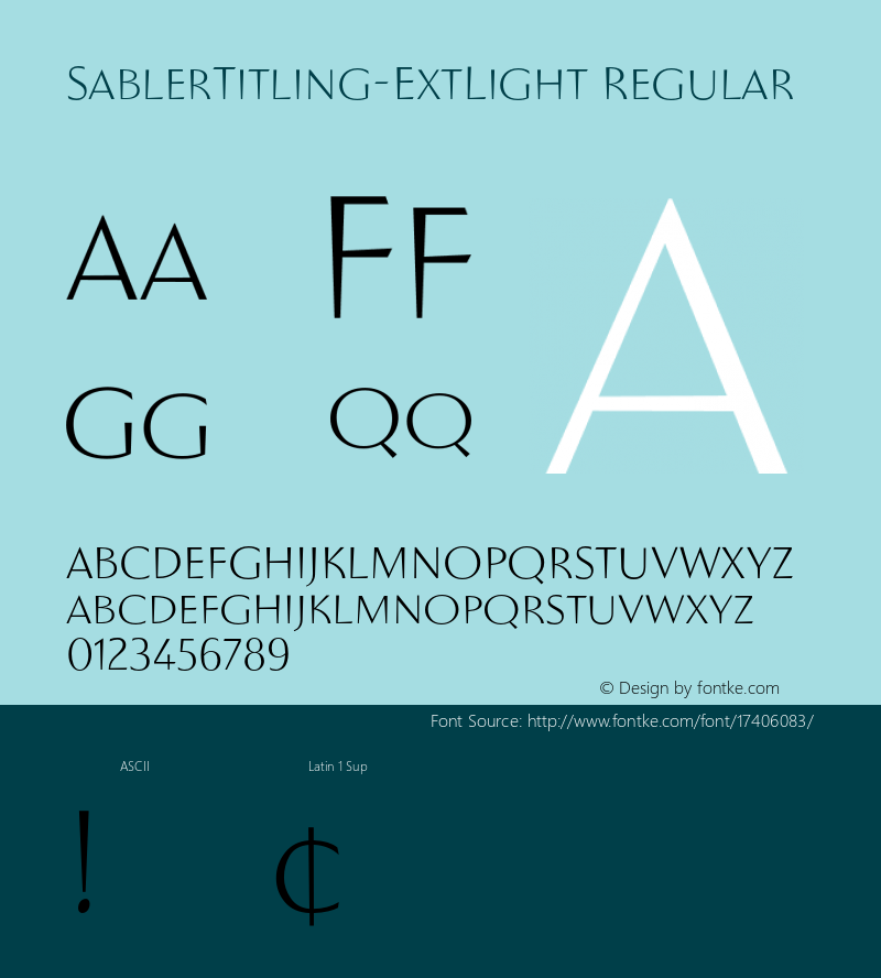 SablerTitling-ExtLight Regular Version 1.0图片样张