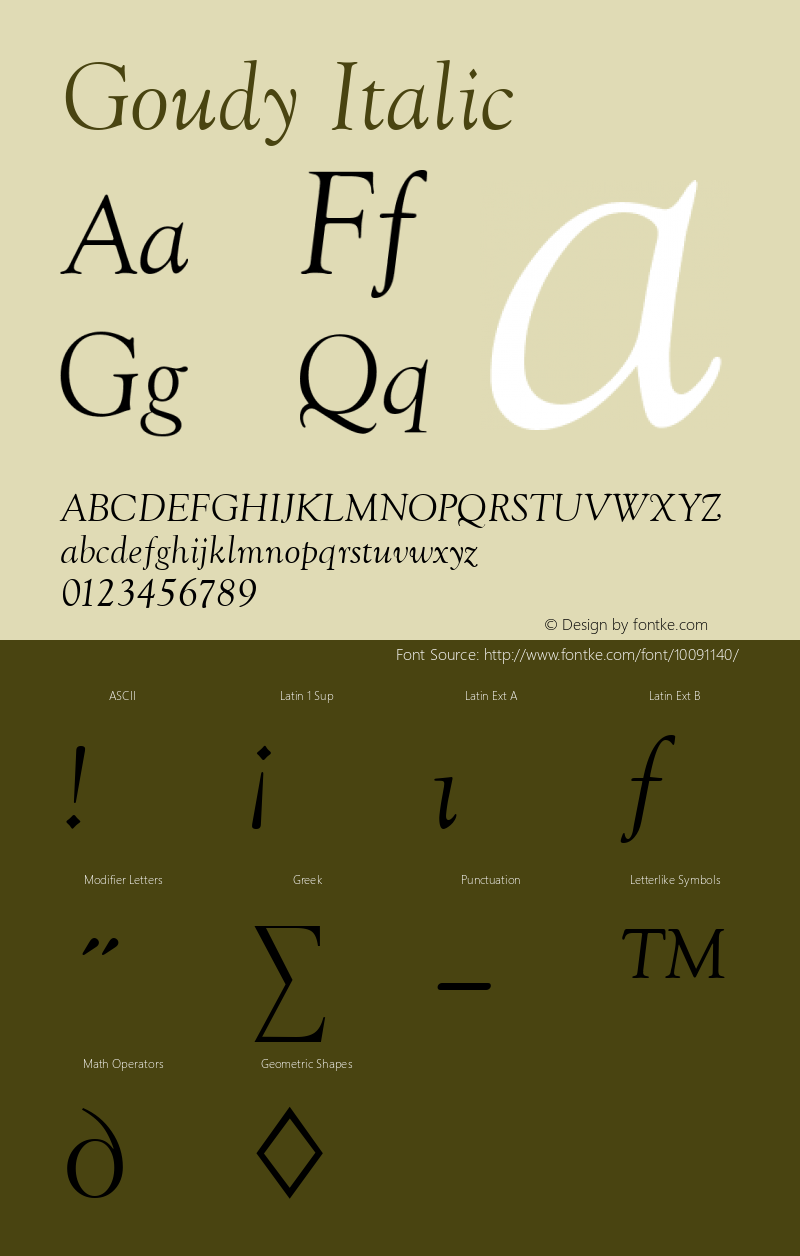 Goudy Italic Altsys Fontographer 3.5  07.02.1995图片样张