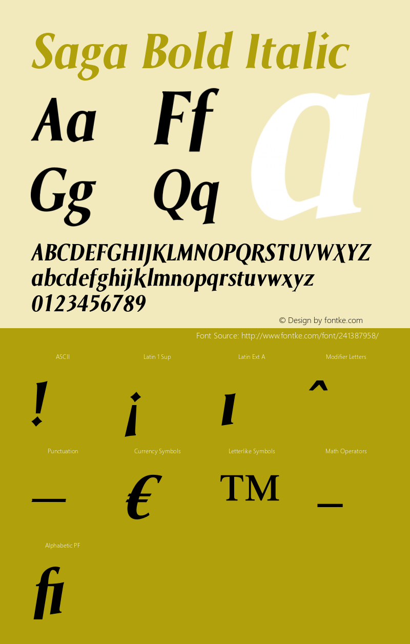 Saga Bold Italic Version 1.00图片样张