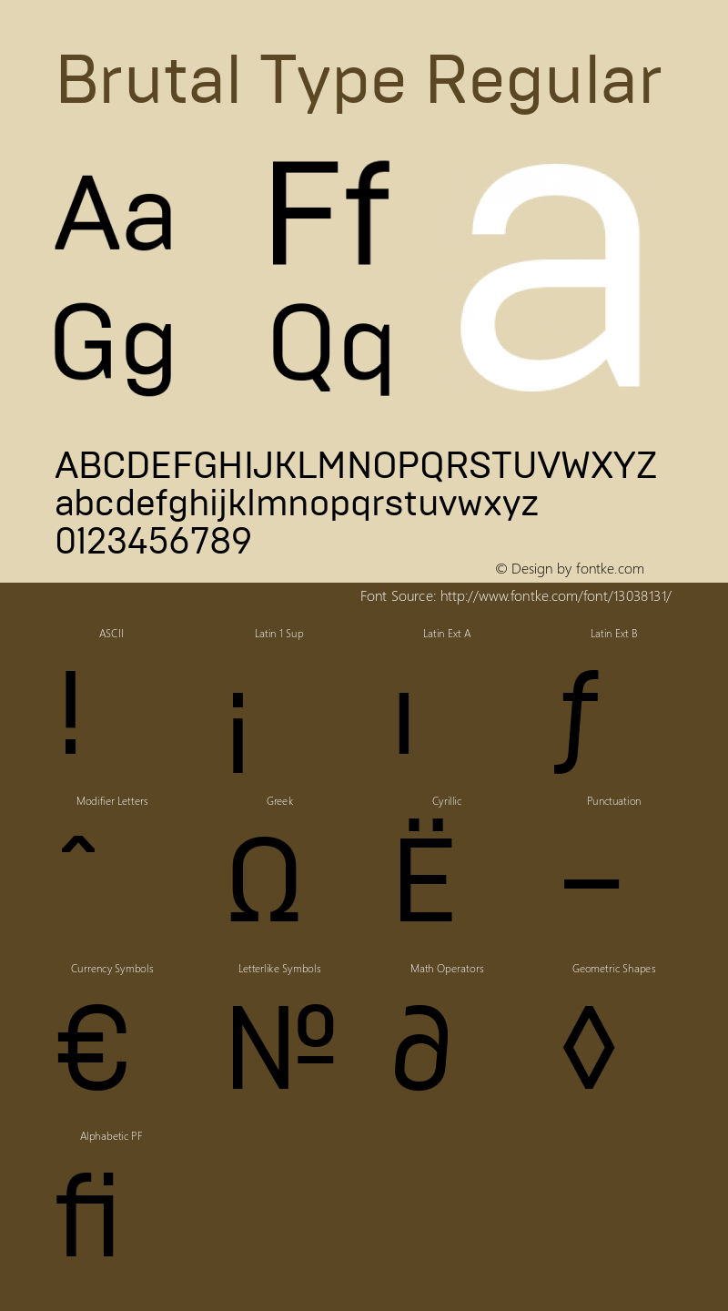 Brutal Type Regular Version 1.001;com.myfonts.brownfox.brutal-type.regular.wfkit2.47YU图片样张