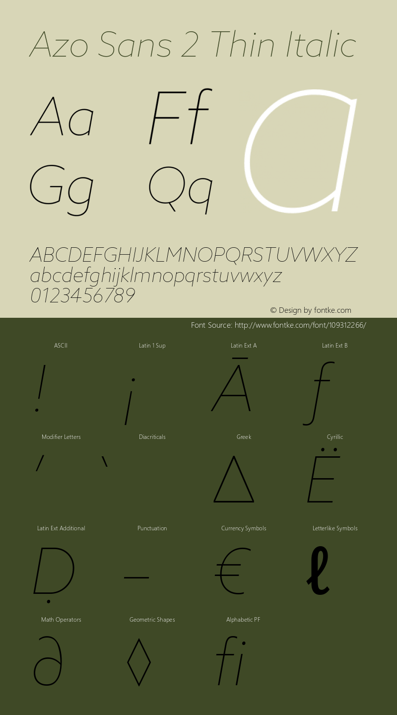 Azo Sans 2 Thin Italic Version 2.001图片样张