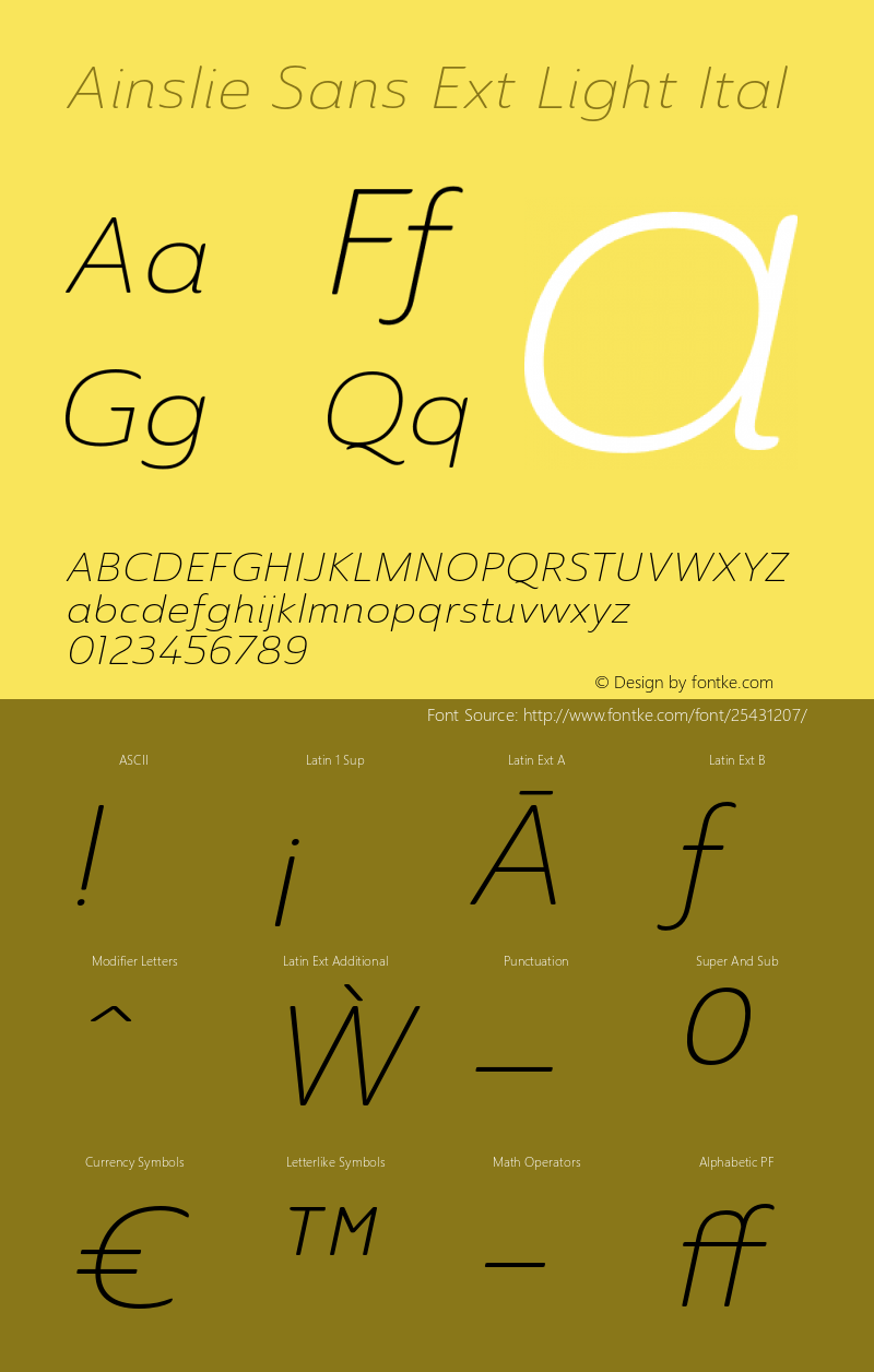 AinslieSans-ExtLigIt Version 1.000图片样张