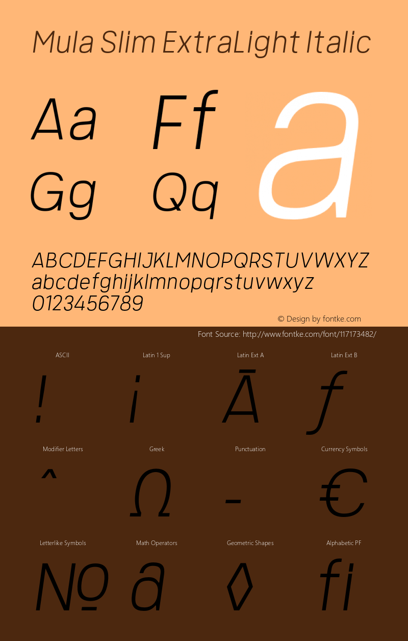 MulaSlim-ExtraLightItalic Version 1.000图片样张