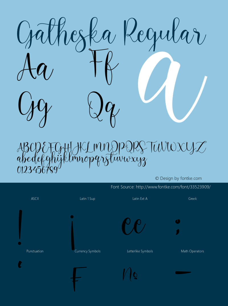 Gatheska Version 1.00;May 11, 2019;FontCreator 11.5.0.2430 64-bit图片样张