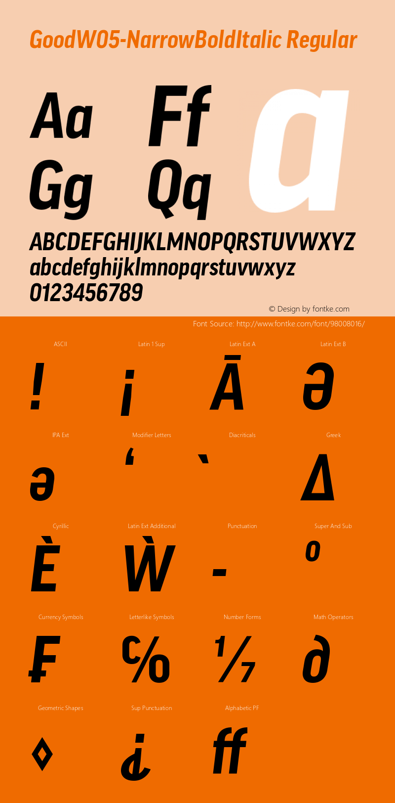 Good W05 Narrow Bold Italic Version 7.504图片样张