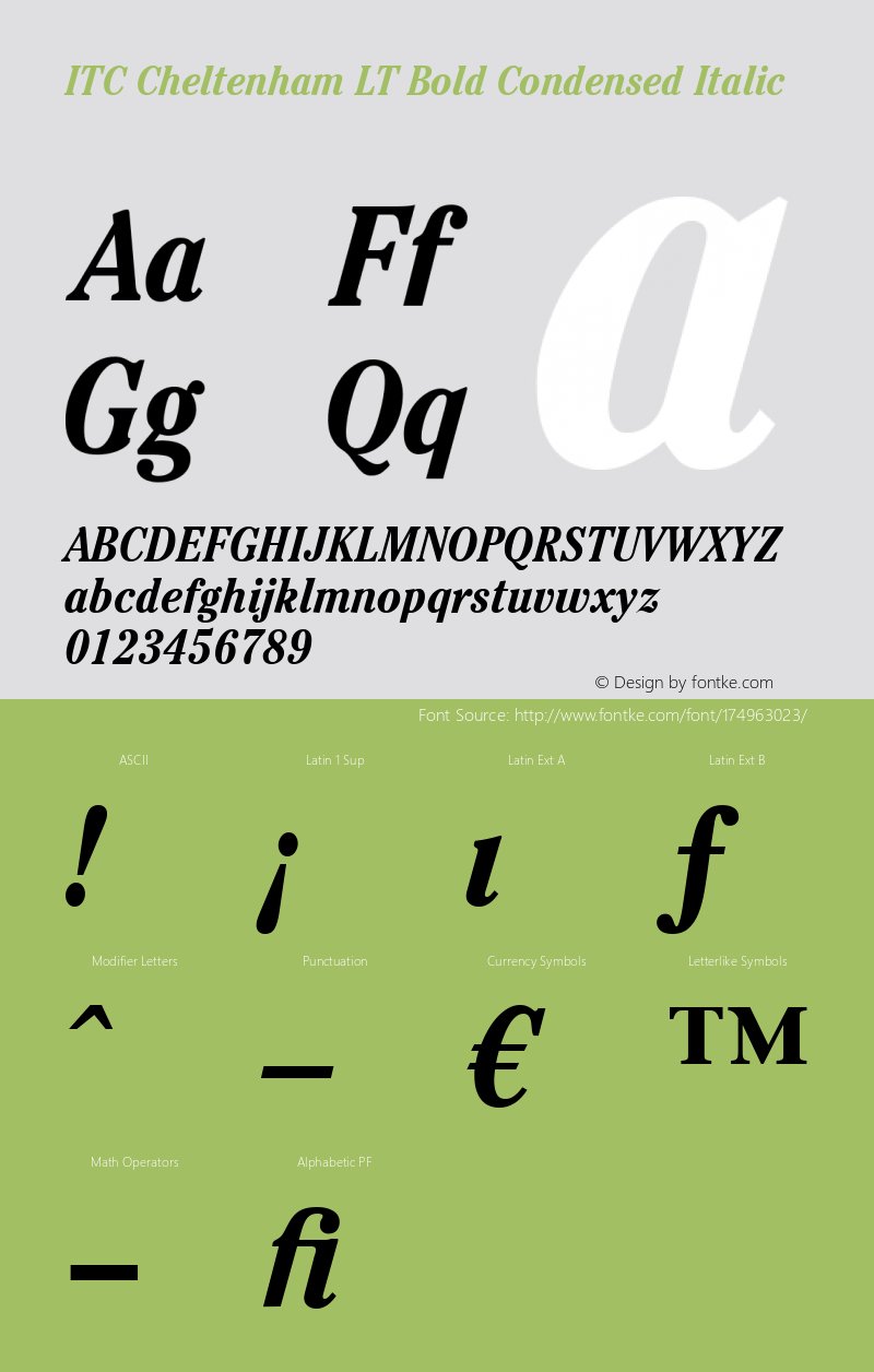 ITC Cheltenham LT Bold Condensed Italic 006.000图片样张