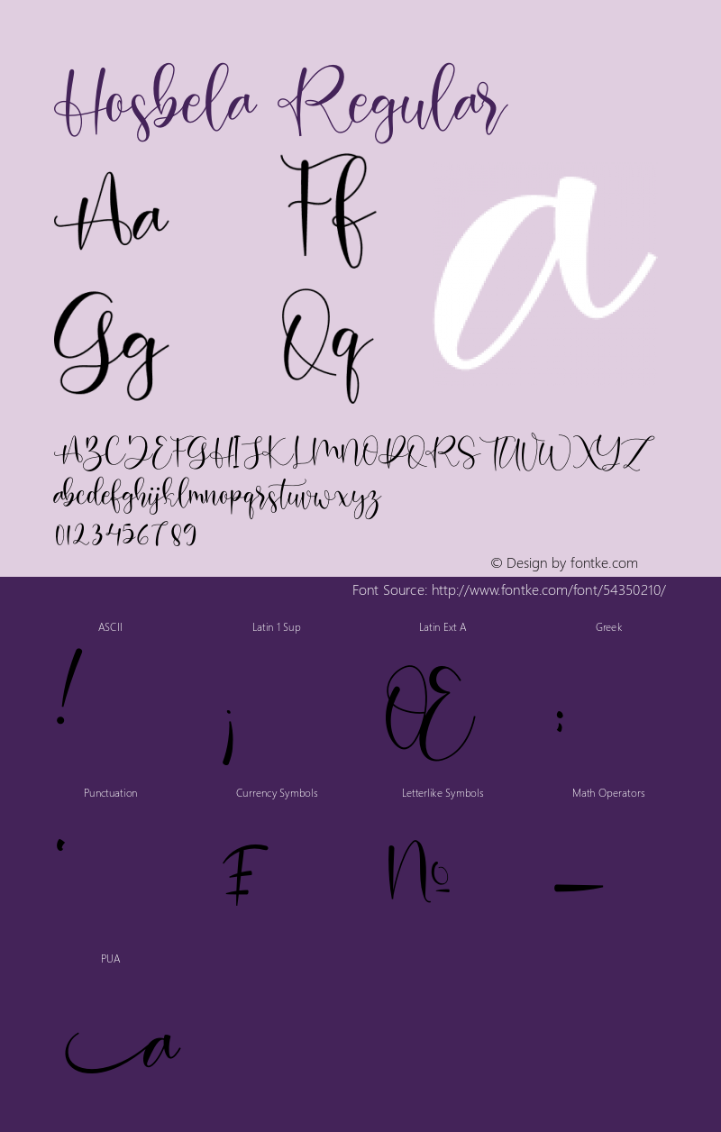 Hosbela Version 1.00;August 19, 2019;FontCreator 12.0.0.2545 64-bit图片样张