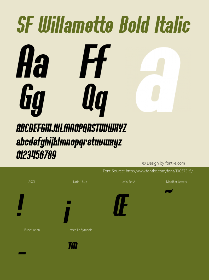 SF Willamette Bold Italic v1.0 - Freeware图片样张