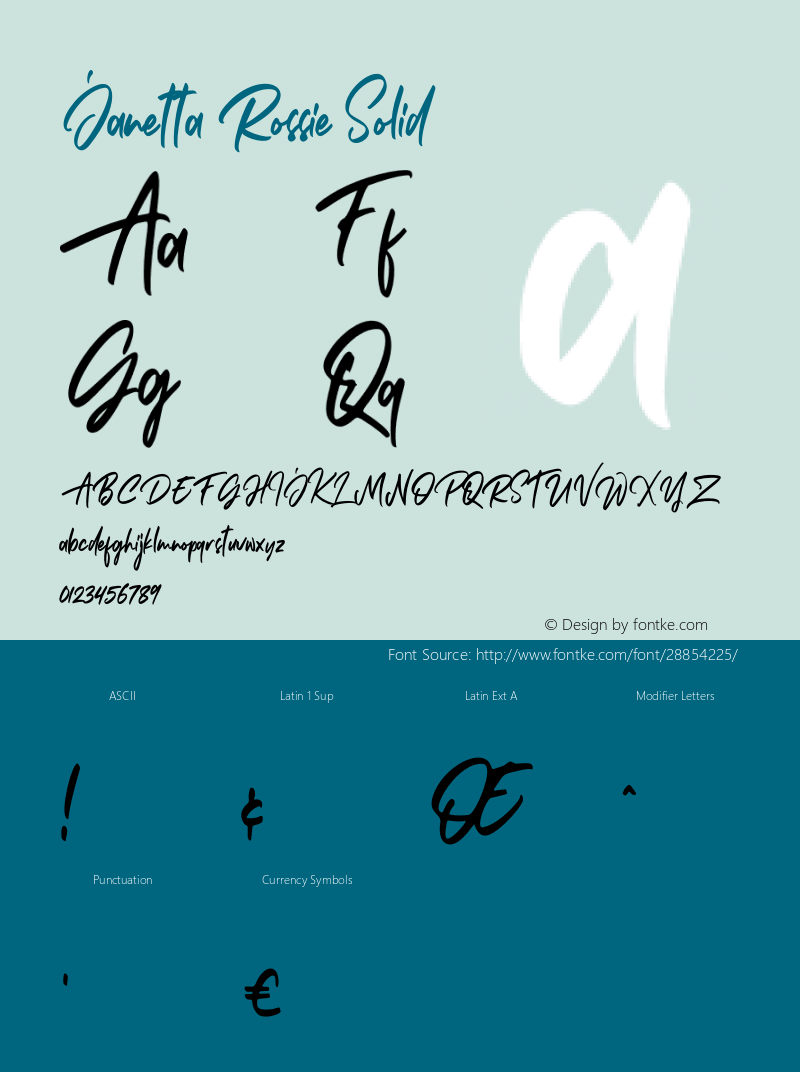 Janetta Rossie Solid Version 1.00;January 13, 2019;FontCreator 11.5.0.2427 64-bit图片样张