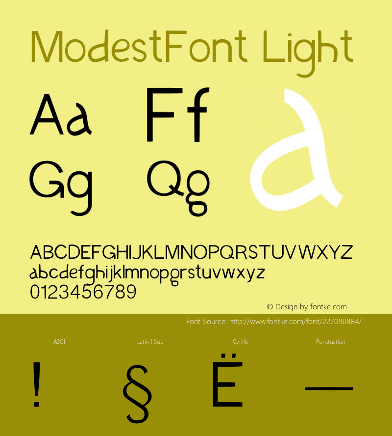 ModestFont Light Version 1.002;Fontself Maker 3.0.1图片样张