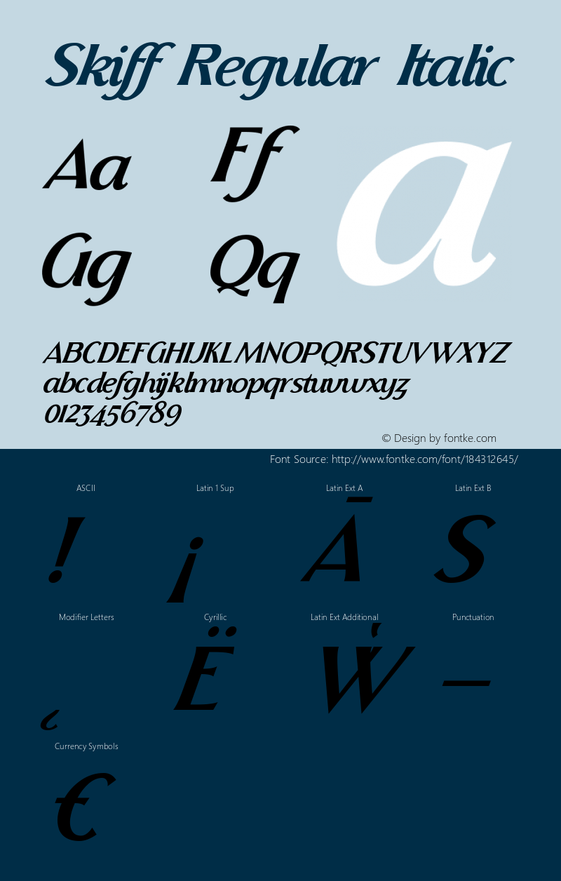 Skiff-RegularItalic Version 1.000图片样张