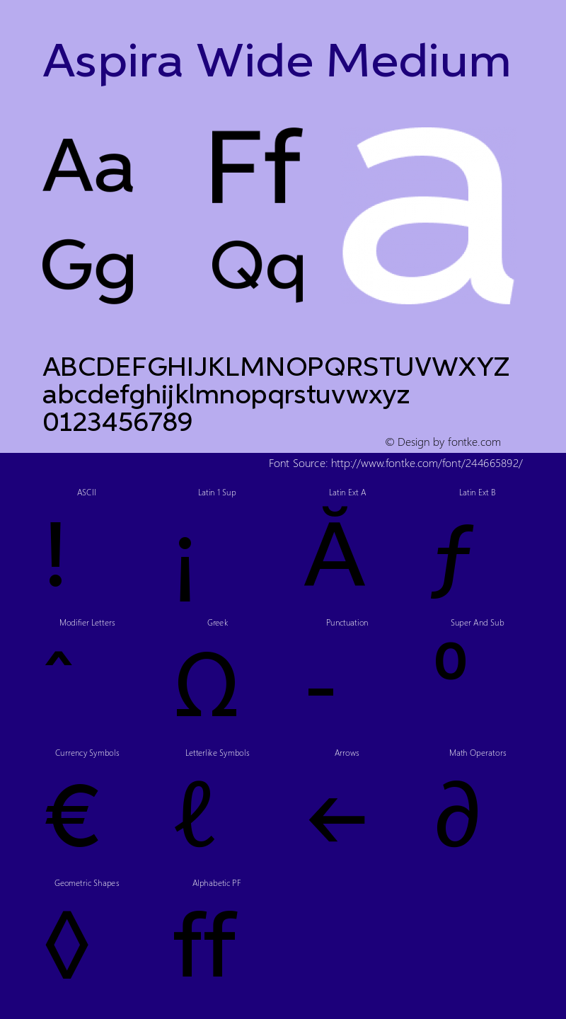 AspiraWide-Medium Version 1.05          UltraPrecision Font图片样张