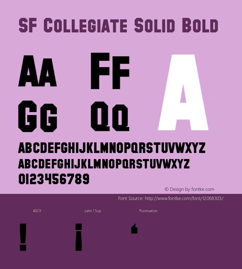 SF Collegiate Solid Bold ver 1.0; 1999. Freeware for non-commercial use.图片样张