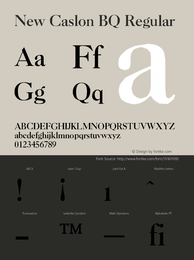 New Caslon BQ Regular Version 001.000图片样张