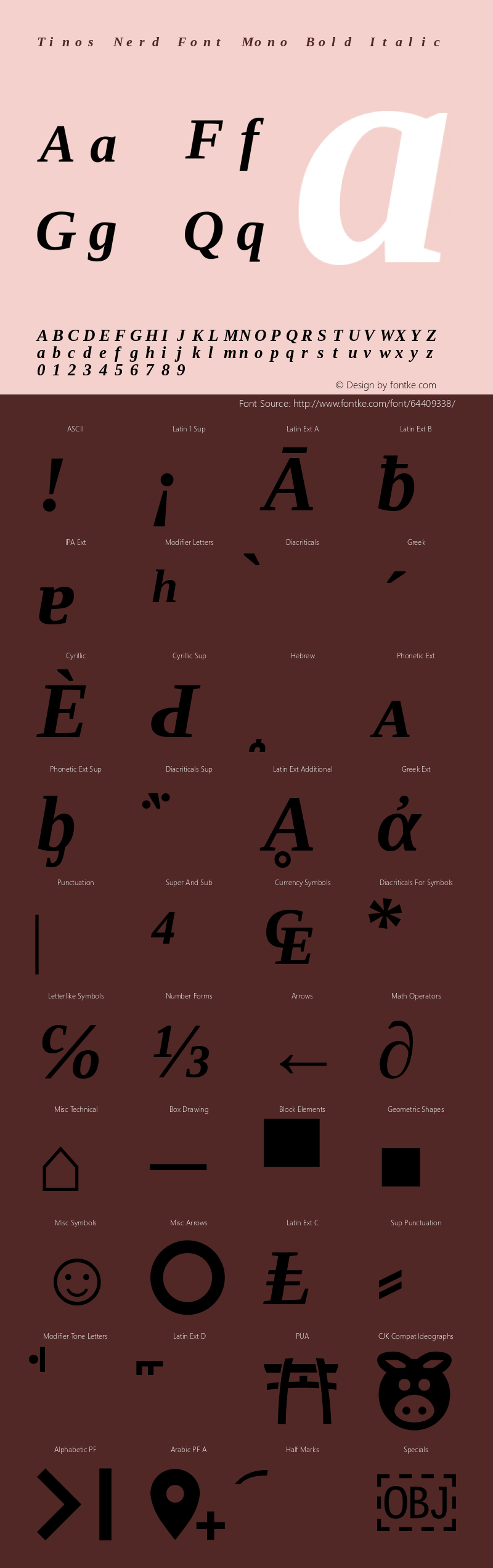 Tinos Bold Italic Nerd Font Complete Mono Version 1.23图片样张