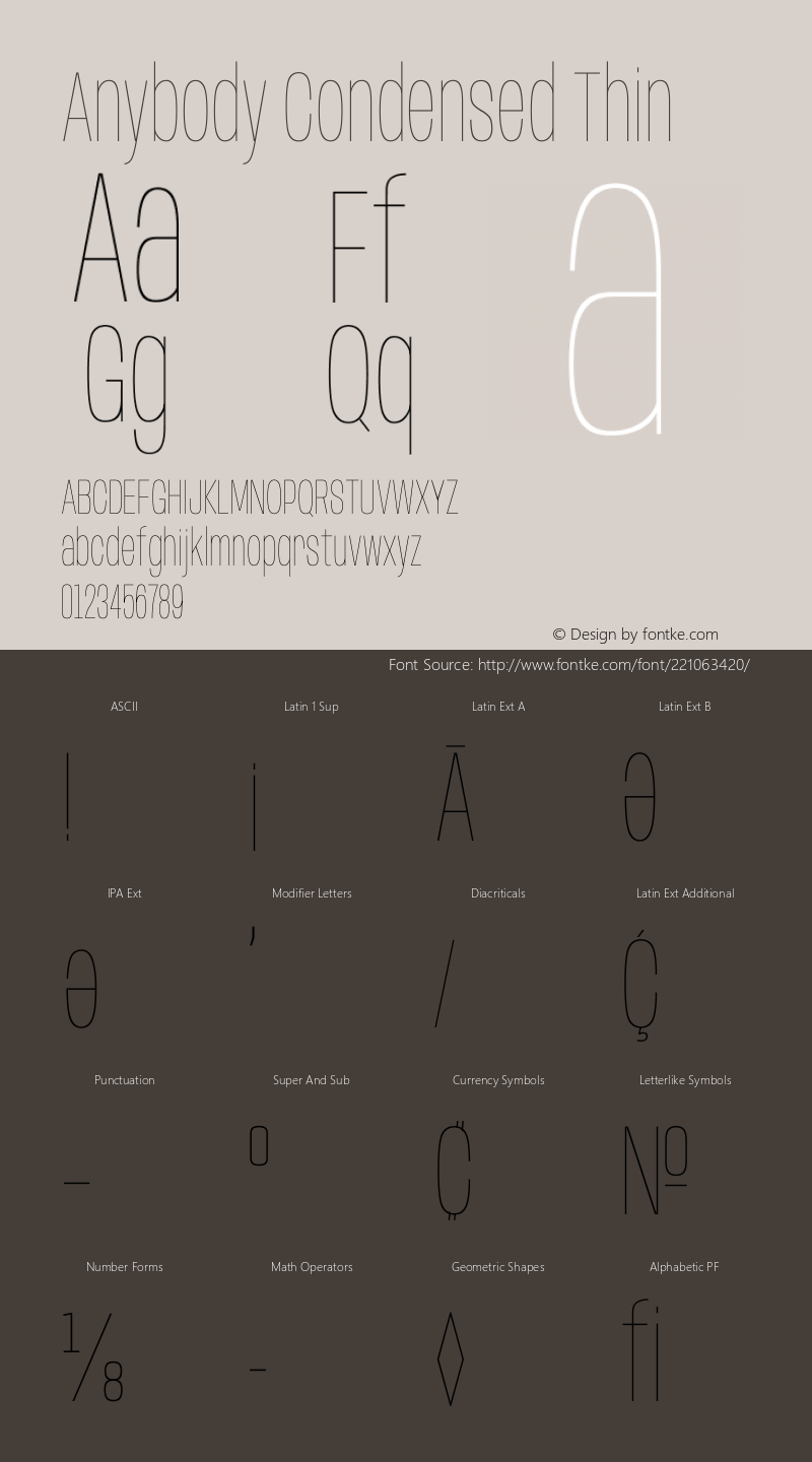 Anybody Condensed Thin Version 1.111图片样张