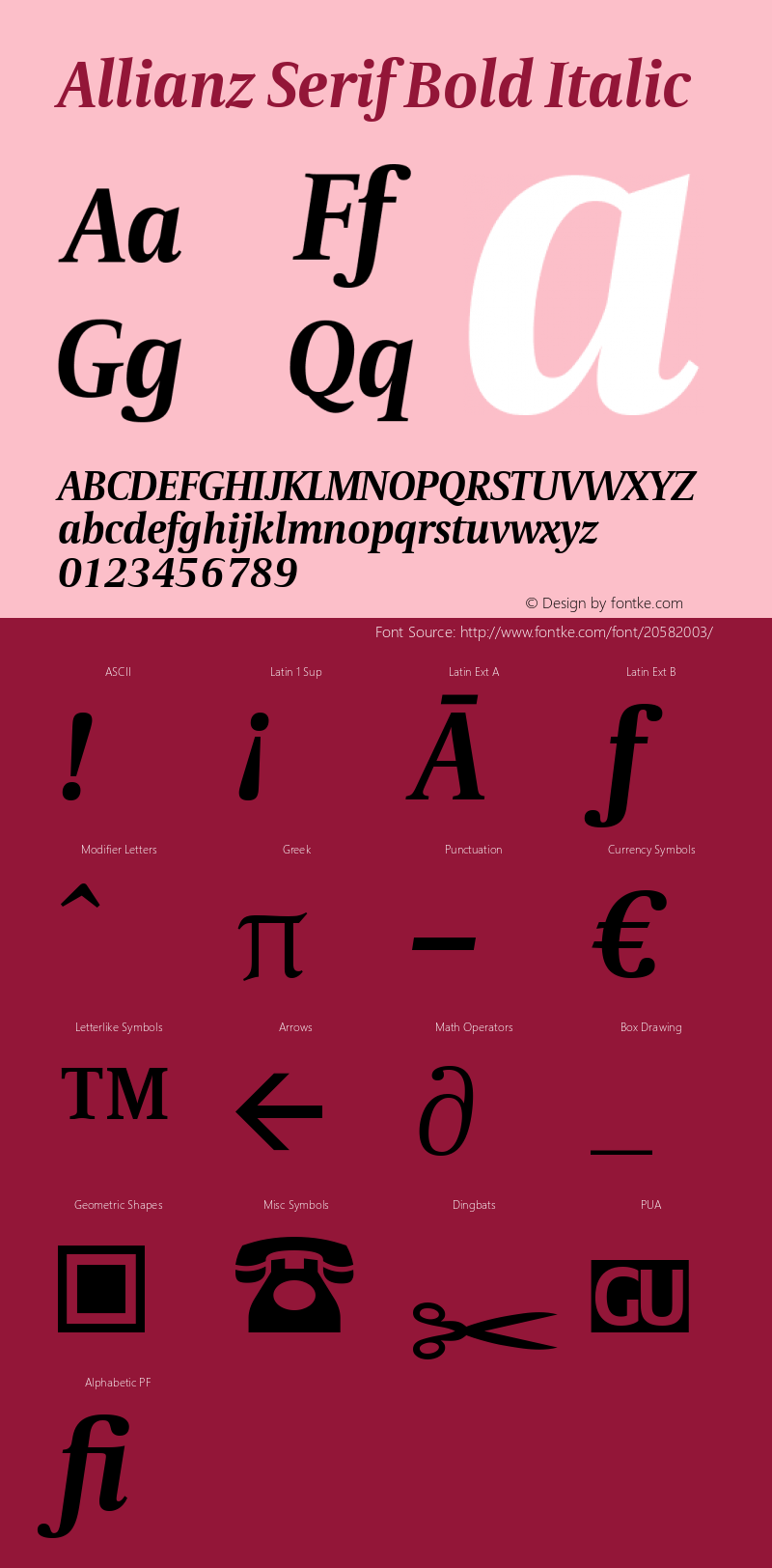 Allianz Serif Bold Italic Version 1.20图片样张
