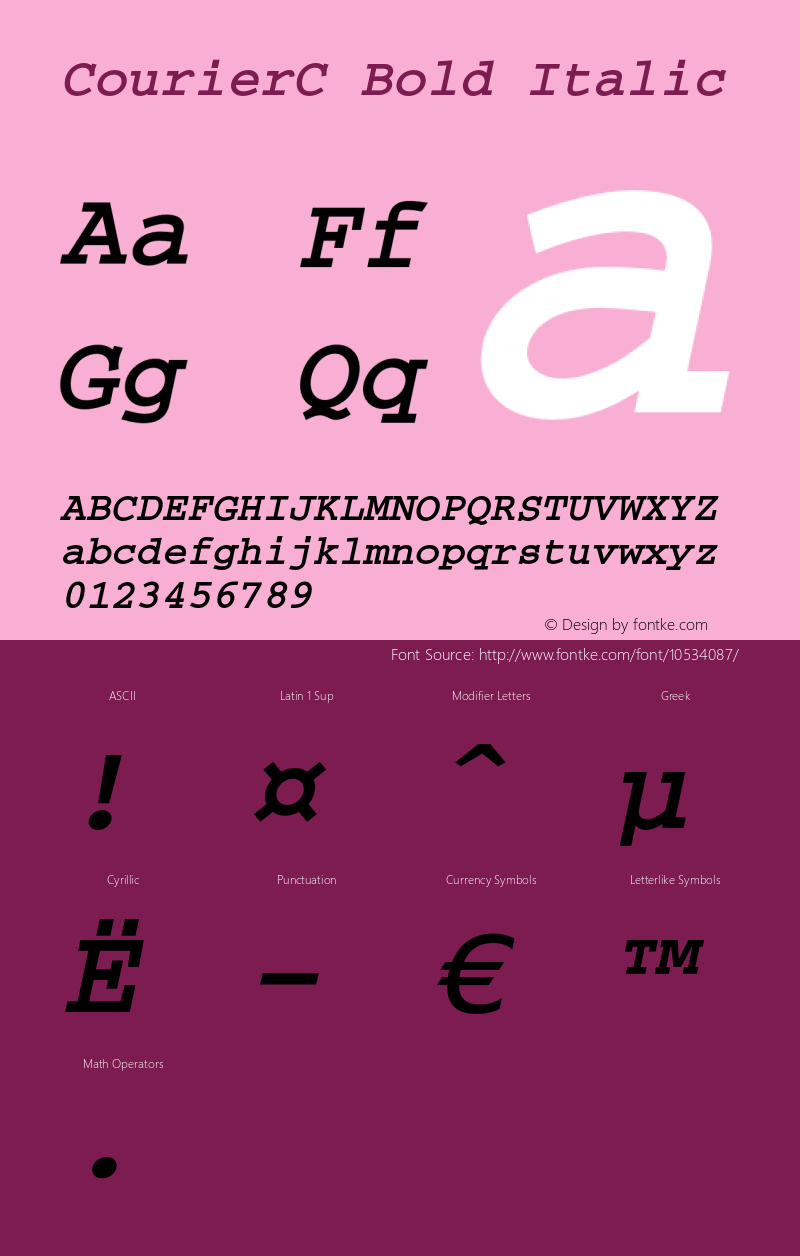 CourierC Bold Italic OTF 1.0;PS 001.000;Core 116;AOCW 1.0 161图片样张