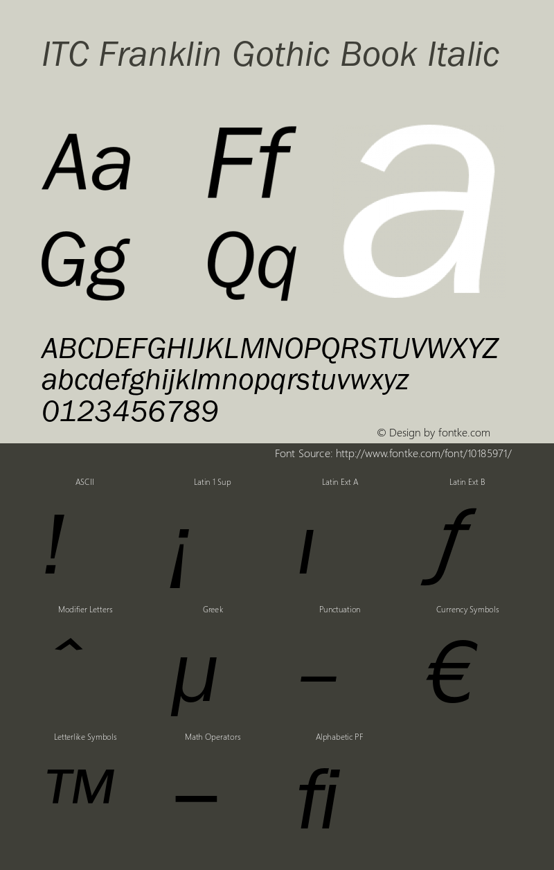 ITC Franklin Gothic Book Italic OTF 1.0;PS 001.000;Core 1.0.22图片样张