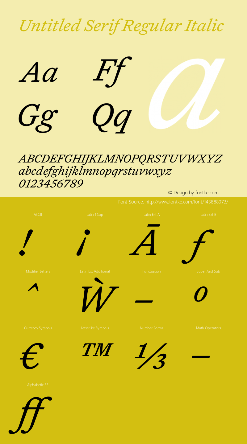 Untitled Serif Regular Italic Version 1.000 | wf-rip DC20170125图片样张