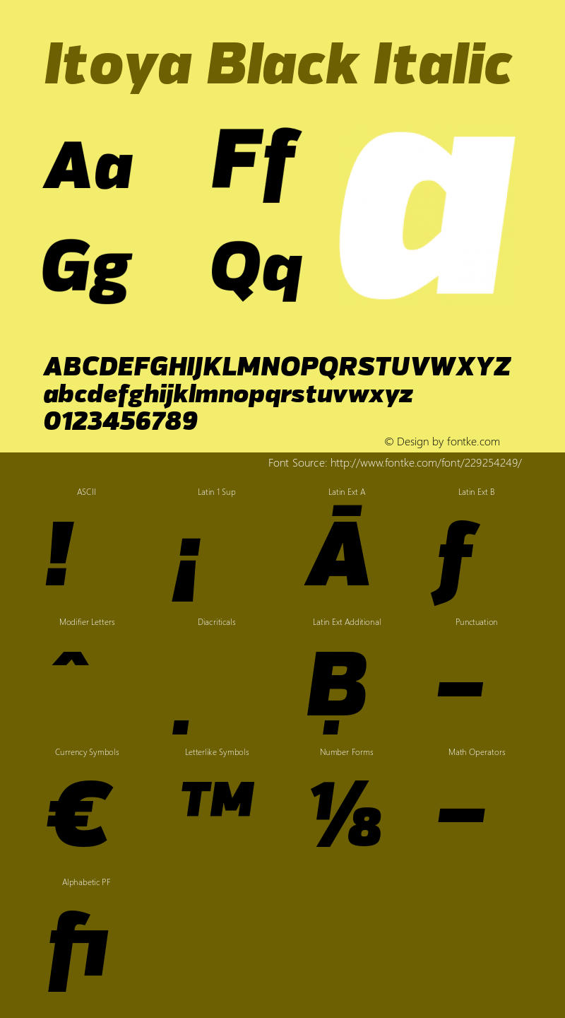 Itoya Black Italic Version 1.000;PS 001.000;hotconv 1.0.70;makeotf.lib2.5.58329图片样张