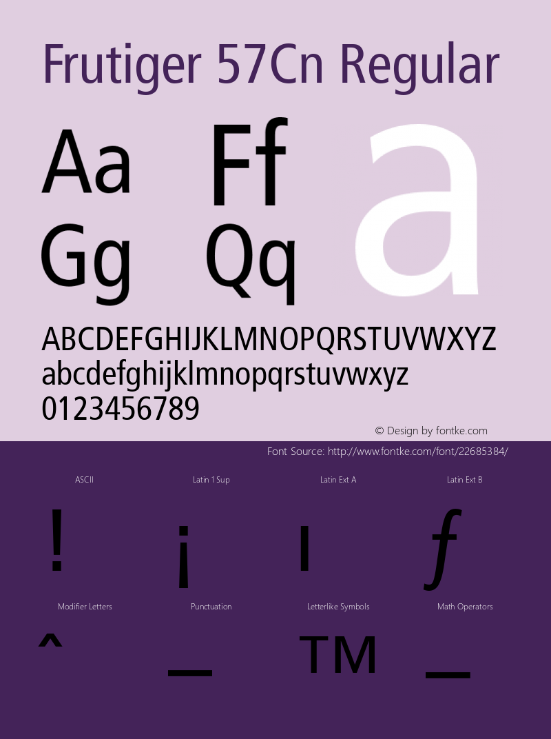 Frutiger 57 Condensed Converter: Windows Type 1 Installer V1.0d.￿Font: V1.0图片样张