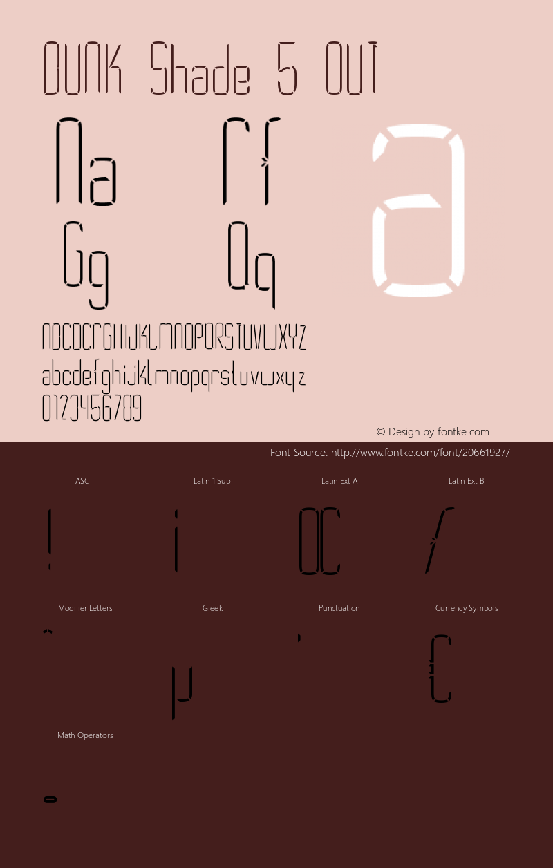 BUNK-Shade5OUT Version 1.001;PS 001.001;hotconv 1.0.56;makeotf.lib2.0.21325图片样张