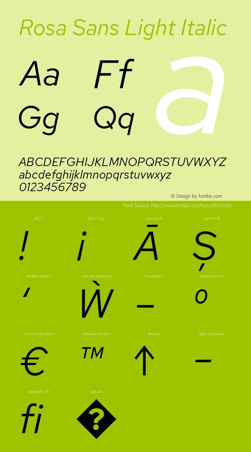 Rosa Sans Light Italic Version 1.005;September 16, 2019;FontCreator 11.5.0.2425 64-bit; ttfautohint (v1.6)图片样张