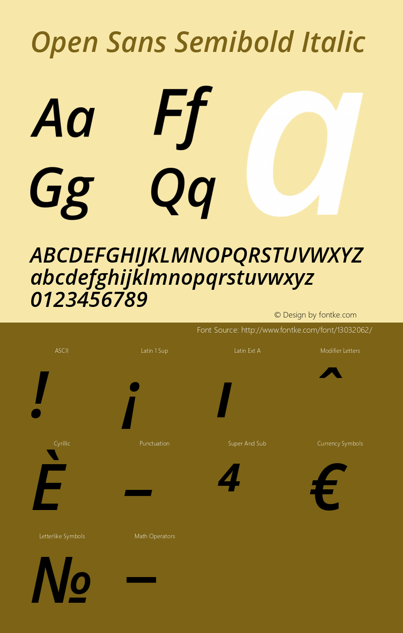 Open Sans Semibold Italic Version 1.10图片样张