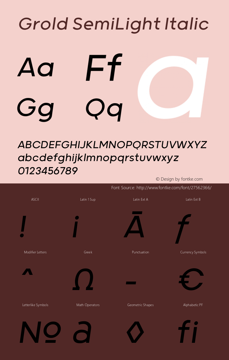 Grold SemiLight Italic Version 1.000;YWFTv17图片样张