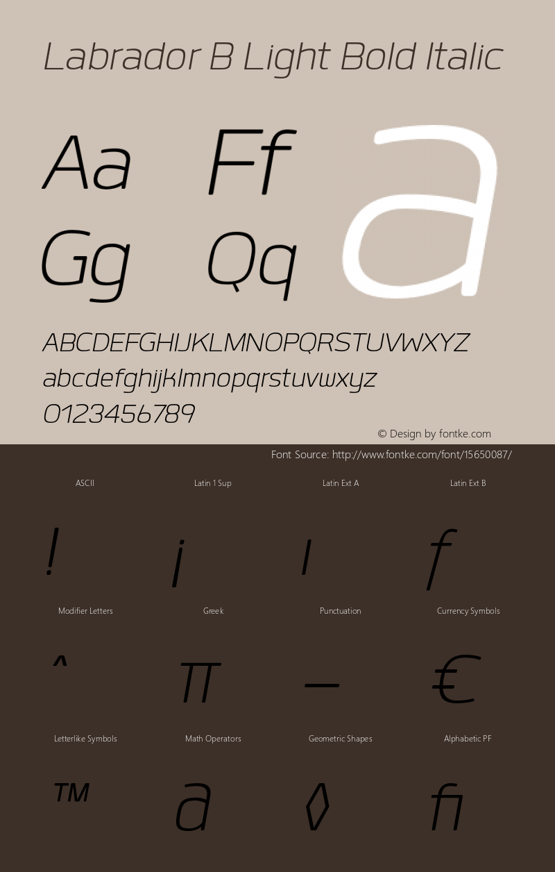 Labrador B Light Bold Italic Version 1.000图片样张