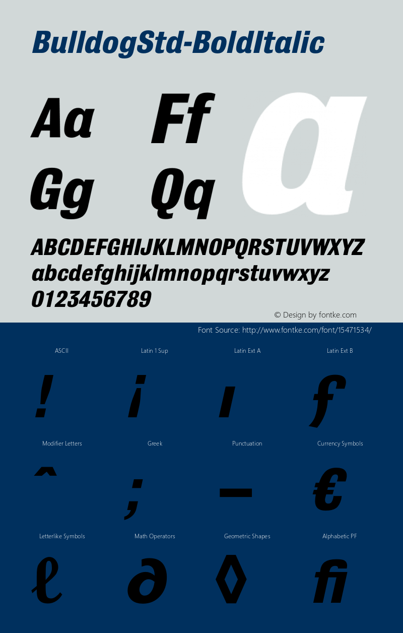 BulldogStd-BoldItalic ☞ Version 1.005 2007;com.myfonts.easy.clubtype.bulldog-std.std-bold-italic.wfkit2.version.33YE图片样张