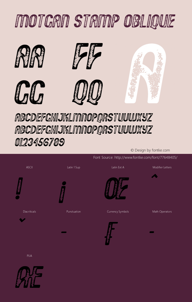 Motgan Stamp Oblique Version 1.00;July 28, 2020;FontCreator 13.0.0.2681 64-bit图片样张