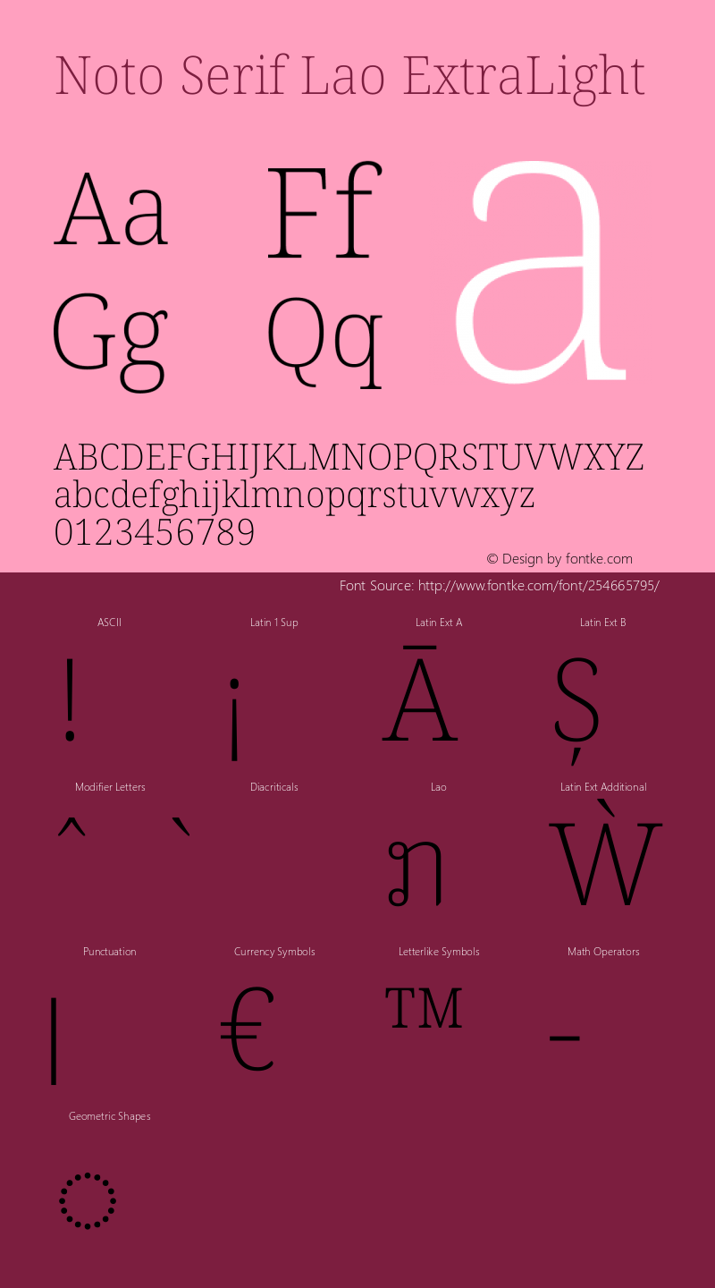 Noto Serif Lao ExtraLight Version 2.003图片样张