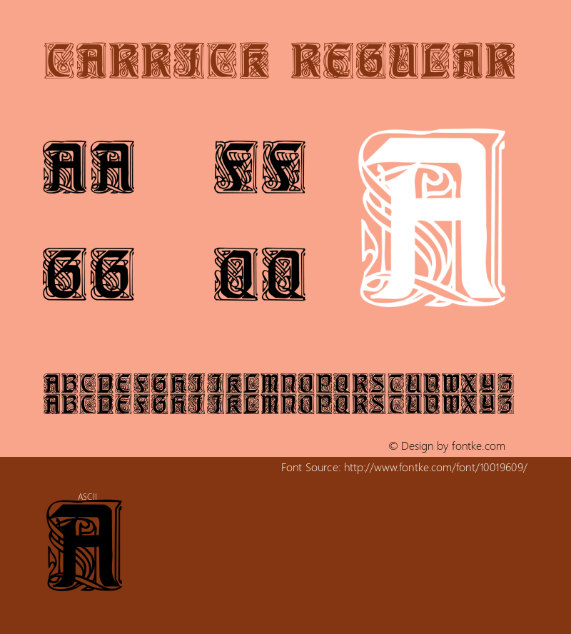 Carrick Regular Altsys Fontographer 3.5  4/1/92图片样张