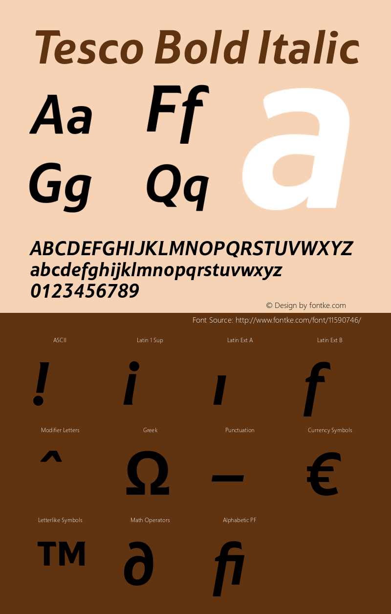 Tesco Bold Italic Version 001.901图片样张