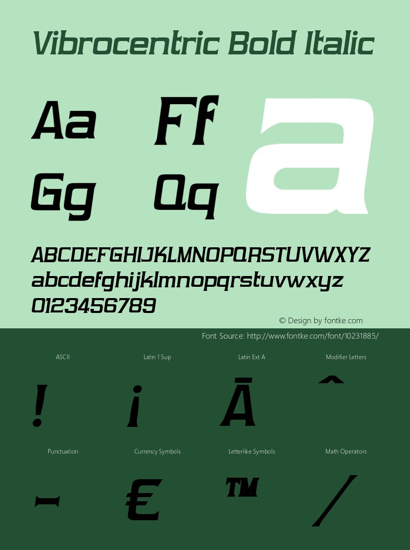 Vibrocentric Bold Italic Version 2.100 2004图片样张