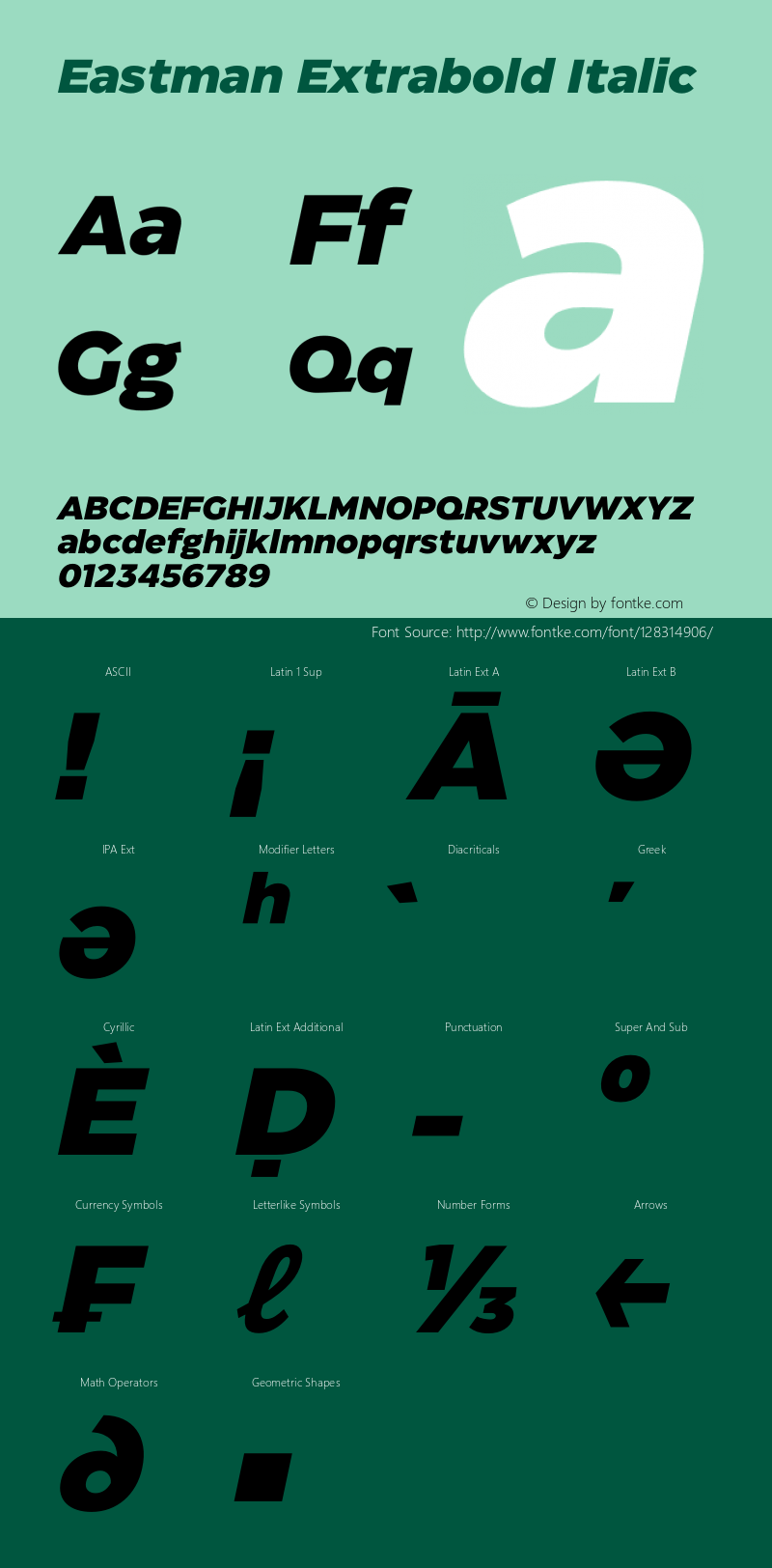 Eastman Extrabold Italic Version 1.001;hotconv 1.0.109;makeotfexe 2.5.65596图片样张