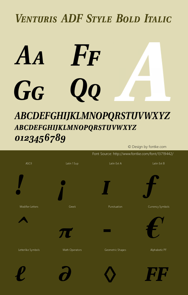 Venturis ADF Style Bold Italic 1.005;FFEdit图片样张