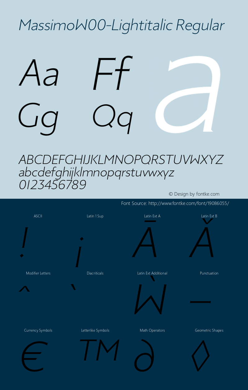 MassimoW00-Lightitalic Regular Version 1.00图片样张