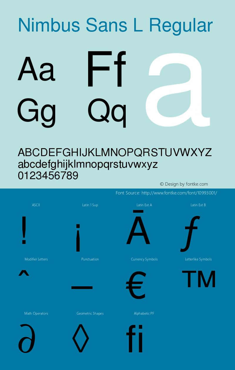 Nimbus Sans L Regular Version 1.05图片样张