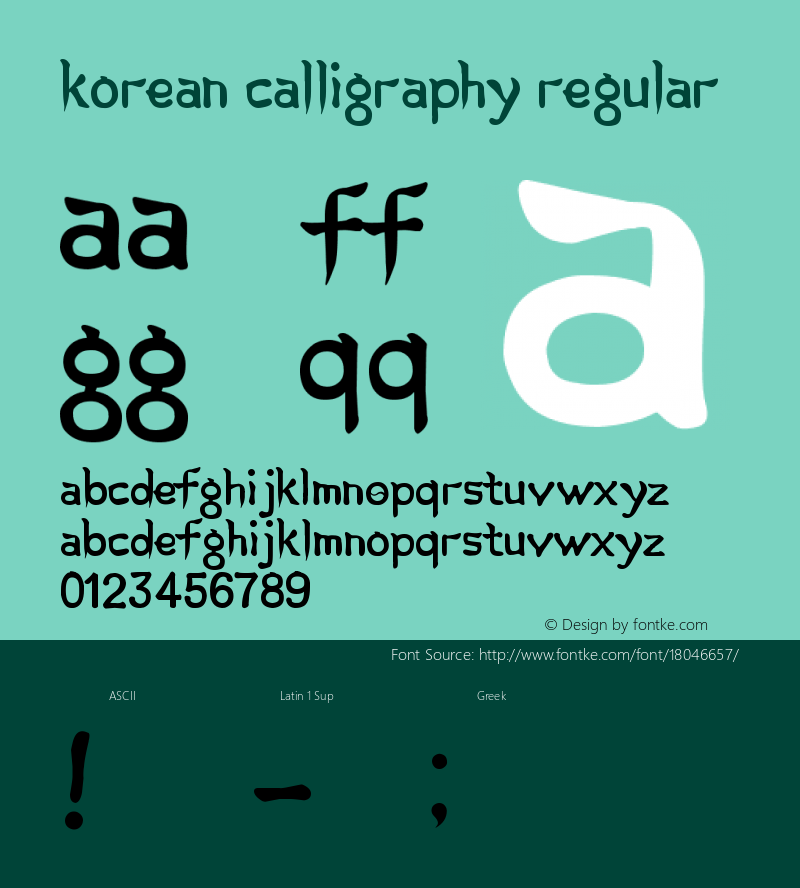 Korean Calligraphy Regular Ver.1.00  www.hijoju.com图片样张