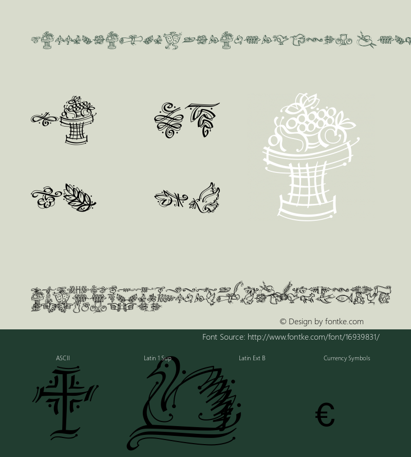 CalligraphicOrnamentsW95 Regular Version 1.00图片样张